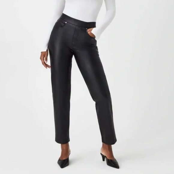 SPANX Pants - NWT Spanx leather look Slim Straight pants size Large and Tall
